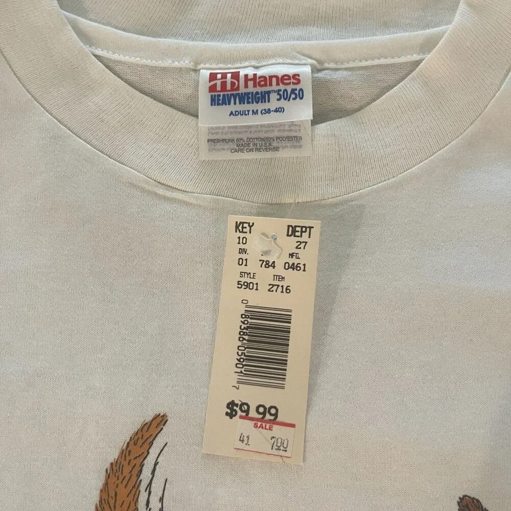 VTG Hanes Heavyweight 50/50 3 Dogs Double Side SS T-shirt Made In USA, Sz M NWT - Picture 6 of 9